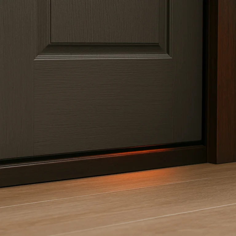 Szczelina pod drzwiami wejściowymi, przez którą ucieka ciepło