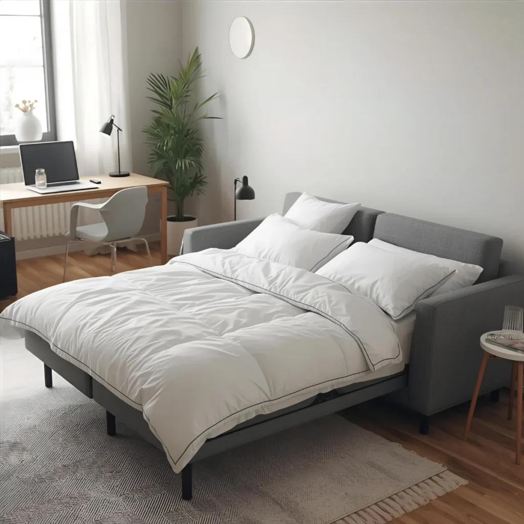 wygodne łóżko składane do sypialni z rozkładanej sofy