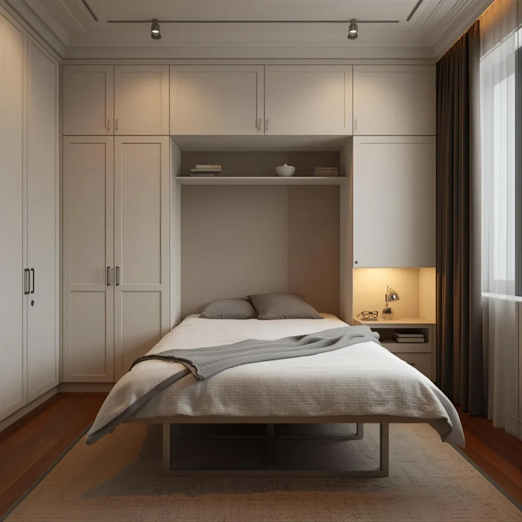 wygodne łóżko składane do sypialni w zabudowie szafy