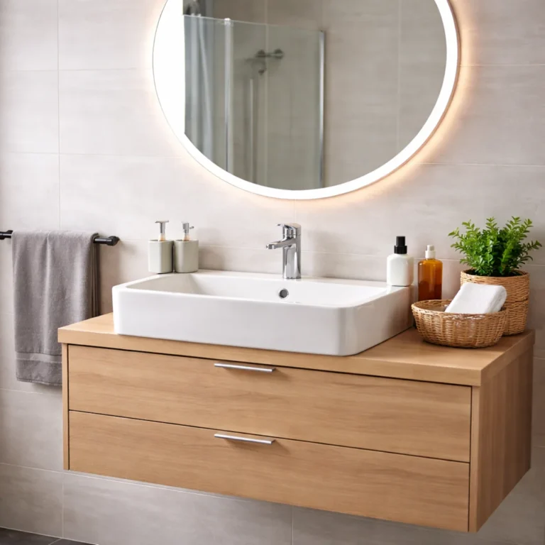 Umywalka na szafce z lustrem – ergonomiczna wysokość montażu umywalki w nowoczesnej łazience