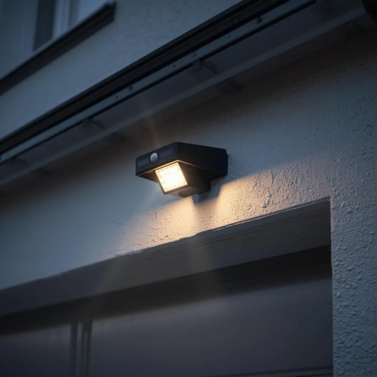 Lampa solarna LED nad bramą garażową, światło w garażu bez instalacji i rachunków