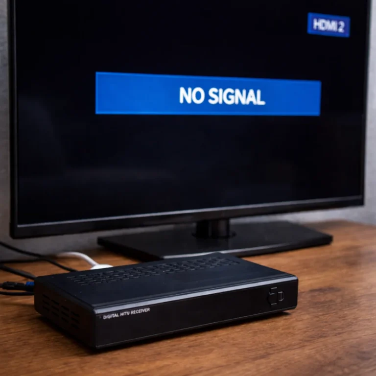 Telewizor z komunikatem No signal i wyłączony dekoder po problemach z zasilaniem