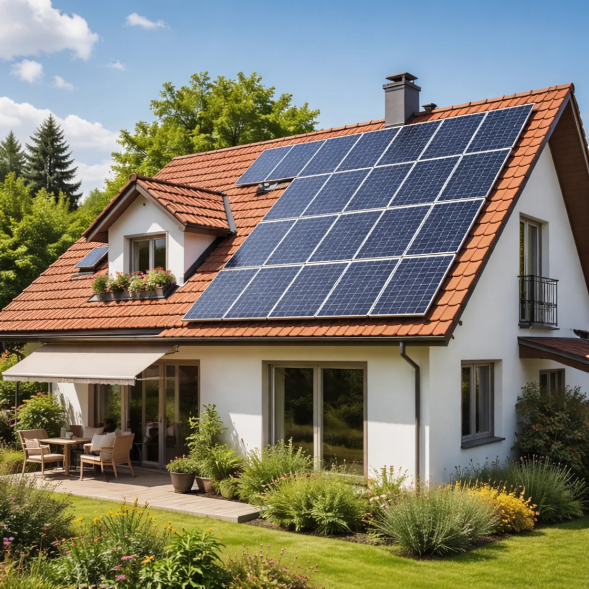 Panele fotowoltaiczne na dachu domu jednorodzinnego – instalacja PV