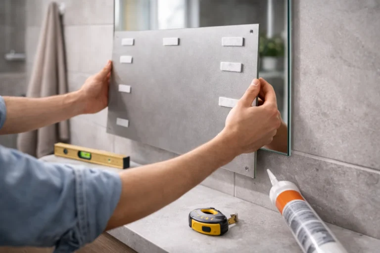 Przygotowanie lustra do montażu bez wiercenia przy ścianie z płytek w łazience